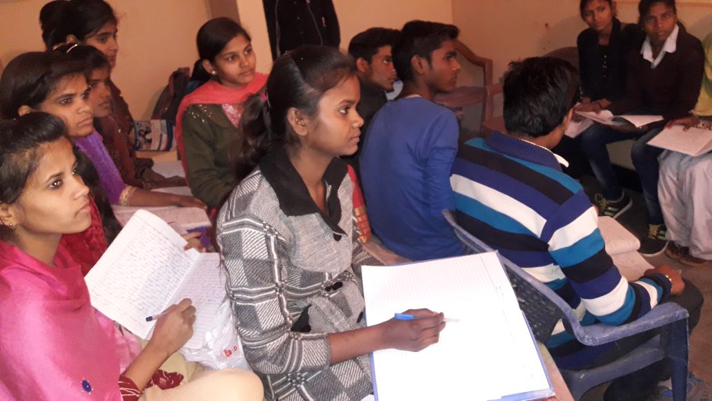 Students reviewing notes together at the Faridabad Centre